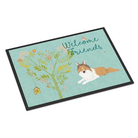 Carolines Treasures Welcome Friends Collie Indoor or Outdoor Mat, 18 x 27 in. CA68798